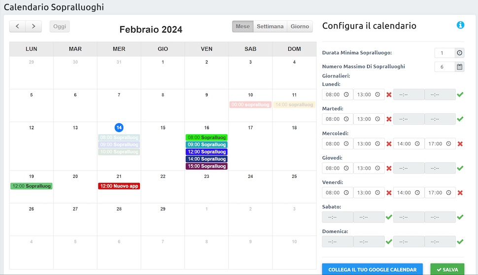 Esempio calendario